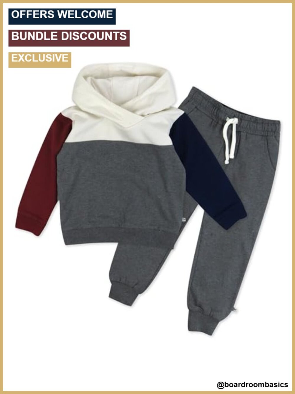 Organic Cotton Fleece Hoodie and Sweatpant Set for Infant Baby Toddler Boys
